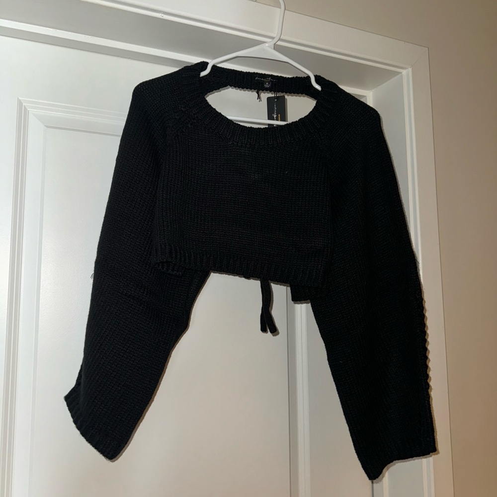 Cropped Open-Back Sweater
